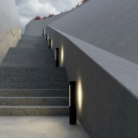 LUCANDE LED Borne Eclairage Exterieur 'Tomas' En Aluminium - Gris Foncé, Blanc – Image 2