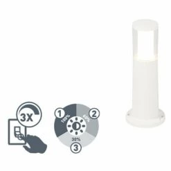 QAZQA Carlo - LED Dimmable Lampe Sur Pied Extérieur Moderne Variateur Inclus - 1 Lumière - Ø 95 Mm - Blanc - Moderne - Éclairage Extérieur - Blanc