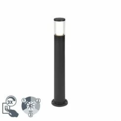 QAZQA Carlo - LED Dimmable Lampe Sur Pied Extérieur Moderne Variateur Inclus - 1 Lumière - Ø 155 Mm - Noir - Moderne - Éclairage Extérieur - Noir
