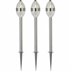 Lot De 3 Lampes D'extérieur LED Ground Spike Garden Lighting Lampes De Jardin En Acier Inoxydable Globo 34077-3