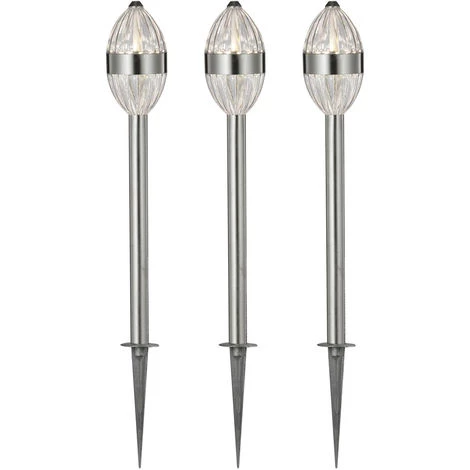 Lot De 3 Lampes D'extérieur LED Ground Spike Garden Lighting Lampes De Jardin En Acier Inoxydable Globo 34077-3