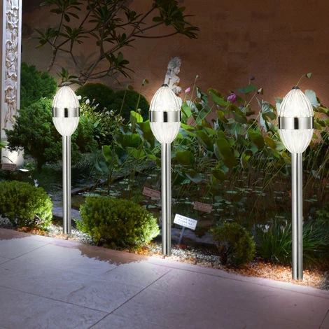 Lot De 3 Lampes D'extérieur LED Ground Spike Garden Lighting Lampes De Jardin En Acier Inoxydable Globo 34077-3 – Image 2