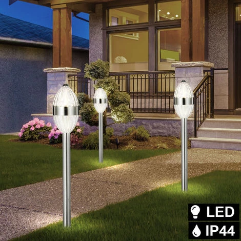 Lot De 3 Lampes D'extérieur LED Ground Spike Garden Lighting Lampes De Jardin En Acier Inoxydable Globo 34077-3 – Image 3