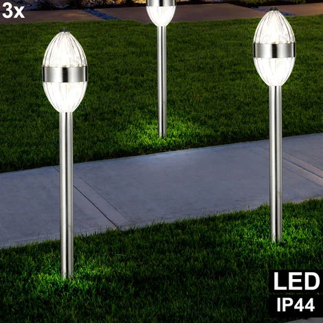 Lot De 3 Lampes D'extérieur LED Ground Spike Garden Lighting Lampes De Jardin En Acier Inoxydable Globo 34077-3 – Image 4