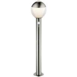 ETC-SHOP Détecteur De Mouvement De Luminaire De Boule D'acier Inoxydable De Projecteur De Jardin De Base De Lampe Sur Pied D'extérieur à LED