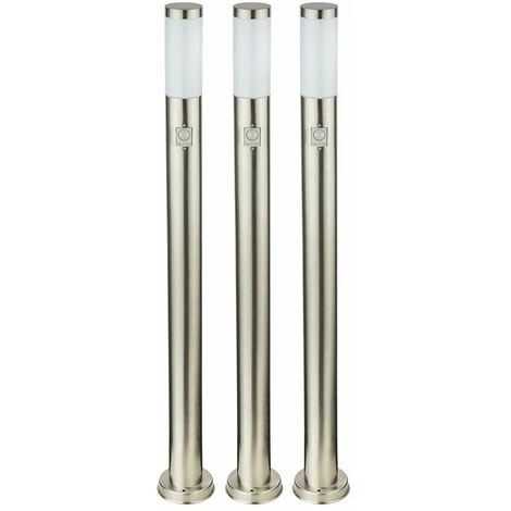 ETC-SHOP 3x Lampes Sur Pied Extérieures En Acier Inoxydable Projecteurs De Patio Lumières De Parc Détecteurs De Mouvement – Image 2
