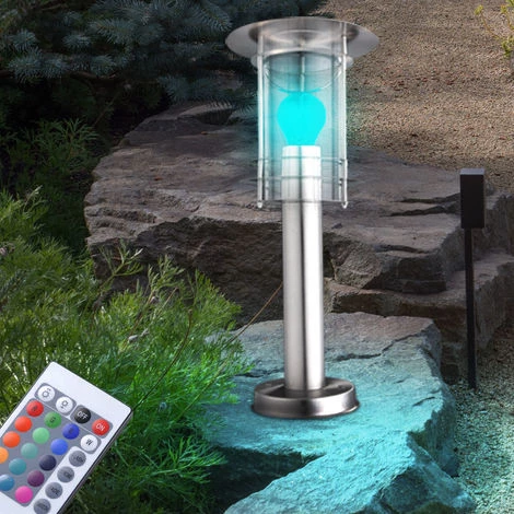 ETC-SHOP Lot De 2 Lampadaires LED RGB En Acier Inoxydable Pour Extérieur, éclairage Sur Pied, Spot De Jardin En Verre Mat – Image 2