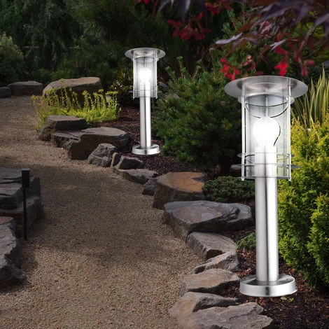 ETC-SHOP Lot De 2 Lampadaires LED RGB En Acier Inoxydable Pour Extérieur, éclairage Sur Pied, Spot De Jardin En Verre Mat – Image 5