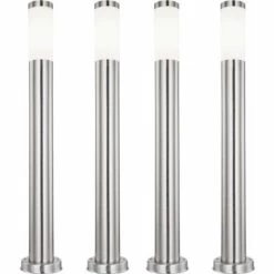 ETC-SHOP Ensemble De 4 Lampes Sur Pied D'extérieur En Acier Inoxydable éclairage De Chemin De Jardin En Acier Inoxydable Cour Patio Piliers Lumières