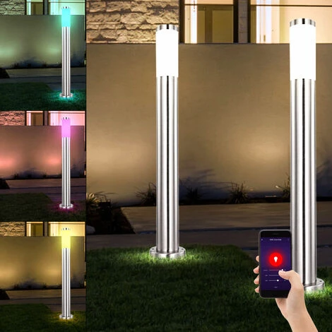 ETC-SHOP Lampe Sur Pied D'extérieur Smart Home Application Alexa Google Lampe En Acier Inoxydable à Intensité Variable Dans Un Ensemble Comprenant Des Lampes LED RVB – Image 5
