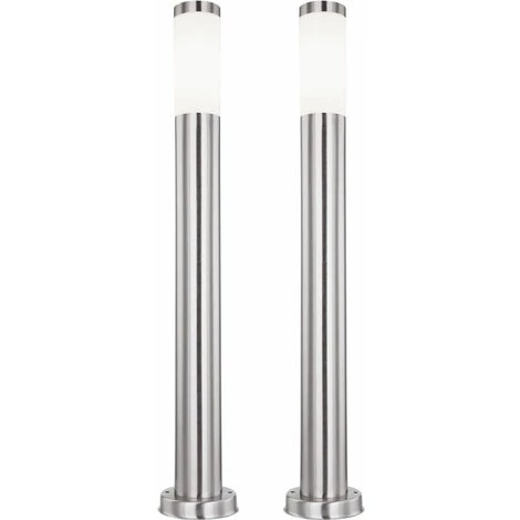 ETC-SHOP Lot De 2 Lampes Sur Pied En Acier Inoxydable à LED RVB TÉLÉCOMMANDE Jardin Chemins Extérieurs Lumières Sur Pied DIMMABLE