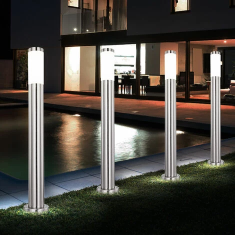 ETC-SHOP 2x Smart Home RGB LED Lampadaire Extérieur Piliers En Acier Inoxydable Alexa Google App Lumières De Chemin De Jardin DIMMABLE – Image 2
