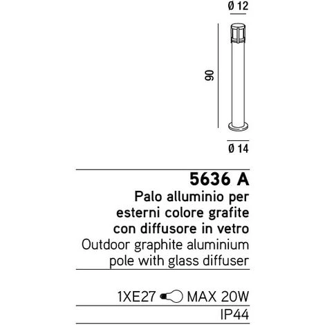 Lampe à Mât Graphite Et Verre Aluminium PERENZ PERENZ-5636A - Grafite – Image 2