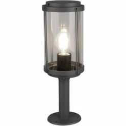 ETC-SHOP Lampe De Base D'extérieur à Filament ALU Sur Pied, Lampe De Balcon Noir Dans Un Ensemble Comprenant Des Ampoules LED