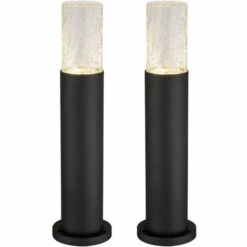ETC-SHOP Lot De 2 Socle LED Chemins De Verre Craquelé éclairage De Terrasse Sur Pied Lampe ALU Anthracite éclairage De Jardin Extérieur