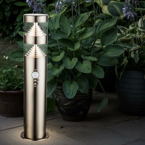 Lampe De Base Extérieure à LED Détecteur De Mouvement En Acier Inoxydable Chemins De Jardin Lampe De Patio Support De Projecteur Globo 34201S – Image 2