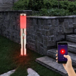 ETC-SHOP Lampadaire D'extérieur, Détecteur De Mouvement, Prise De Jardin, Application, Commande Vocale Dans Un Ensemble, Y Compris Les Ampoules LED RVB