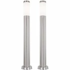 ETC-SHOP Lot De 2 Lampadaires LED En Acier Inoxydable Chemin De Jardin éclairage Terrasses Lampadaires Base Cour