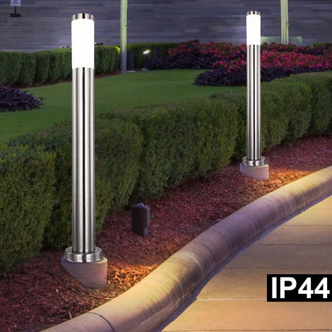 ETC-SHOP Lot De 2 Lampadaires LED En Acier Inoxydable Chemin De Jardin éclairage Terrasses Lampadaires Base Cour – Image 4