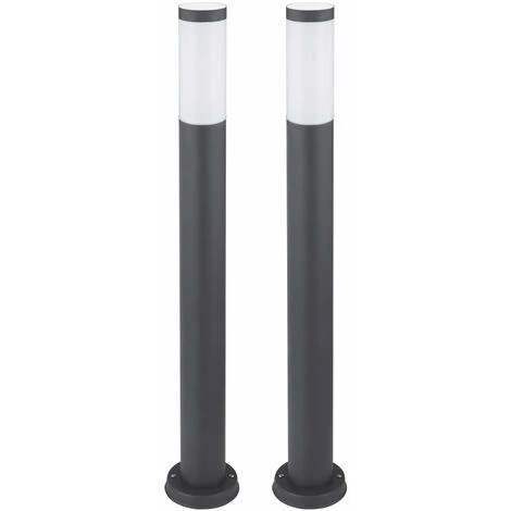 ETC-SHOP 2x éclairage Extérieur Sur Pied Chemin De Maison De Jardin Lampe De Base Sur Pied En Acier Inoxydable ANTHRACITE – Image 2