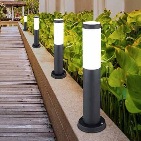 ETC-SHOP Lot De 4 Lampadaires D'extérieur LED ANTHRACITE éclairage De Jardin Allée De Cour Lumières De Base En Acier Inoxydable