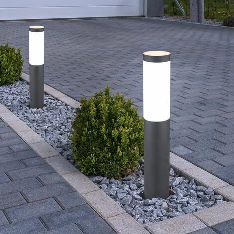 ETC-SHOP Lot De 2 Lampadaires D'extérieur LED Sur Pied D'allée De Jardin éclairage De Terrasse En INOX Anthracite