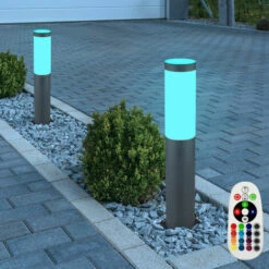 ETC-SHOP Lot De 2 Lampadaires D'extérieur LED RGB DIMMABLE Jardin Terrasse REMOTE CONTROL Lampadaire Inox