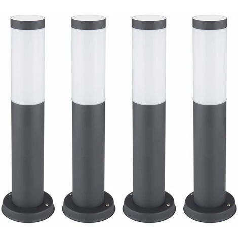 ETC-SHOP 4x RGB LED Lampadaires Extérieurs Anthracite TÉLÉCOMMANDE Lampes De Socle De Jardin En Acier Inoxydable DIMMABLE – Image 2