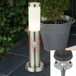 ETC-SHOP Base Extérieure Lumière En Acier Inoxydable Projecteur De Jardin Enfichable Détecteur De Mouvement Terre Sol Broche Lampe Sur Pied éclairage De Patio