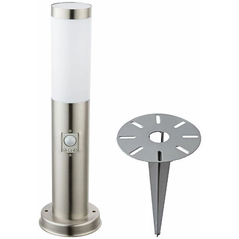 ETC-SHOP Lampadaire LED Détecteur De Mouvement En Acier Inoxydable Extérieur Rez-de-chaussée Brochette Support Projecteur Terrasse Prise Lampe – Image 2