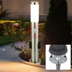 ETC-SHOP Prises D'éclairage D'extérieur Lampe De Prise De Courant De Jardin En Acier Inoxydable Capteur De Mouvement Broche De Terre Dans Un Ensemble Comprenant Des Ampoules LED