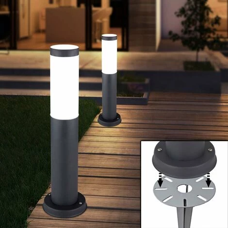 ETC-SHOP 2x Lampadaires Extérieurs Pour Prise De Jardin, Projecteurs En Acier Inoxydable Pour Chemin D'accès Dans La Cour, Lampes à Base De Piquet De Sol Anthracite