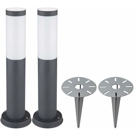 ETC-SHOP 2x Lampadaires Extérieurs Pour Prise De Jardin, Projecteurs En Acier Inoxydable Pour Chemin D'accès Dans La Cour, Lampes à Base De Piquet De Sol Anthracite – Image 2
