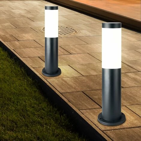 ETC-SHOP 2x Lampadaires Extérieurs Pour Prise De Jardin, Projecteurs En Acier Inoxydable Pour Chemin D'accès Dans La Cour, Lampes à Base De Piquet De Sol Anthracite – Image 4