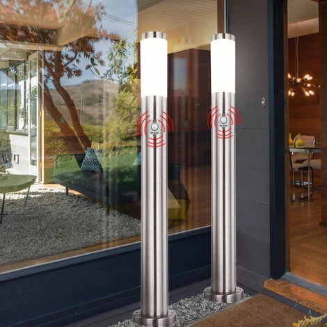 ETC-SHOP 2x Lampe Sur Pied Extérieur éclairage De Jardin Lampe De Base En Acier Inoxydable MOTION DETECTOR – Image 4