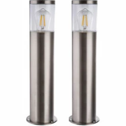 ETC-SHOP Lot De 2 Lampadaires D'extérieur Socle Spots Terrasses Propriété Lumières Argent