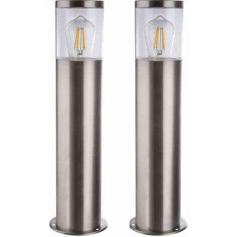 ETC-SHOP Lot De 2 Lampadaires D'extérieur Socle Spots Terrasses Propriété Lumières Argent