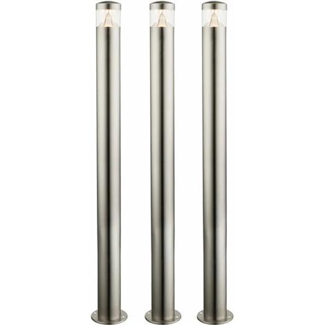 ETC-SHOP 3x LED Lampes Sur Pied Extérieures En Acier Inoxydable Lampe Sur Pied De Jardin Projecteur Argenté – Image 2