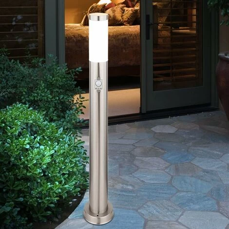 ETC-SHOP LED 7 Watts Lampadaire Détecteur De Mouvement Capteur En Acier Inoxydable IP44 Lumière Lampe Extérieure