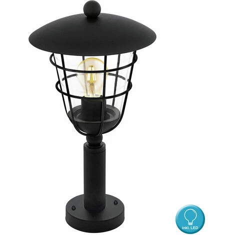 ETC-SHOP Lampe Sur Pied D'extérieur à Base De Cage De Lampe De Jardin Lanterne Noire Dans Un Ensemble Comprenant Des Ampoules LED