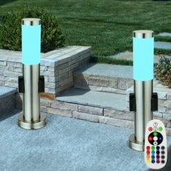 ETC-SHOP Ensemble De 2 Lampadaires D'extérieur à Changement De Couleur RGB LED Lampes De Chemin De Jardin Télécommande