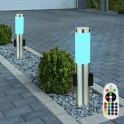 ETC-SHOP Lot De 2 Lampadaires D'extérieur LED RGB LED Douilles De Cour Inox Lampes TÉLÉCOMMANDE Dimmable