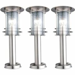 ETC-SHOP Lot De 3 Spots LED Sur Pied En Acier Inoxydable Pour Terrasse Extérieure Sur Pied Lampes De Jardin En Verre