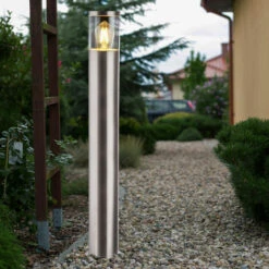 ETC-SHOP Lampe Sur Pied Allée De Jardin éclairage Extérieur Lampe De Base De Cour En Acier Inoxydable Dans Un Ensemble Comprenant Des Ampoules LED