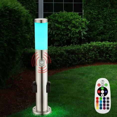 ETC-SHOP Lampadaire D'extérieur, Détecteur De Mouvement, Télécommande, Douilles, Lampe, Gradable Dans Un Ensemble, Y Compris Les Lampes LED RVB