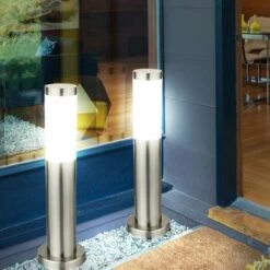 ETC-SHOP 2x LED Lampadaire Extérieur Sur Pied Chemin Lumineux Jardin Cour Allée Véranda éclairage INOX IP44 H: 45cm