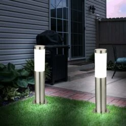 ETC-SHOP Lot De 2 Lampadaires D'extérieur à LED Pour Allée De Jardin, Projecteurs De Jardin En Acier Inoxydable, éclairage De Terrasse