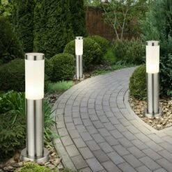 ETC-SHOP Lot De 3 Lampadaires D'extérieur Douilles D'éclairage Sur Pied En Acier Inoxydable Lampadaires Spots IP44 E27 Light