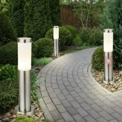 ETC-SHOP Lot De 3 Lampes Sur Pied Lampes Sur Pied D'éclairage Extérieur Prise De Détecteur De Mouvement En Acier Inoxydable