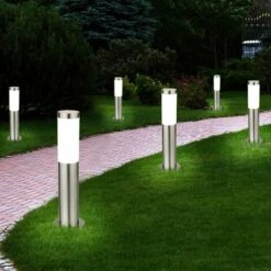ETC-SHOP Ensemble De 6 Lampes Sur Pied D'extérieur à LED éclairage D'allée De Cour En Acier Inoxydable éclairage De Stand De Chemin De Jardin Argent